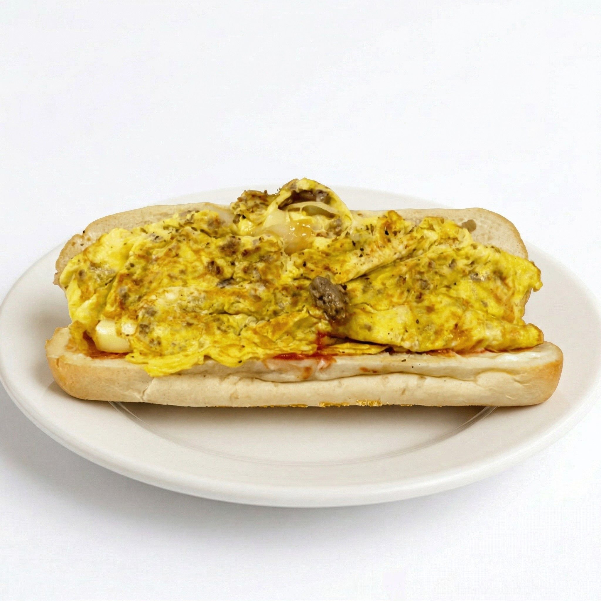 Steak, Egg & Cheese Sandwich.