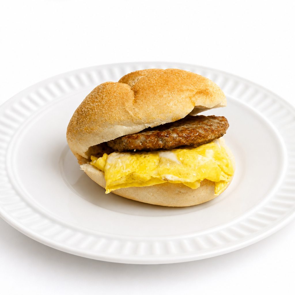 Egg & Meat Breakfast Sandwich.