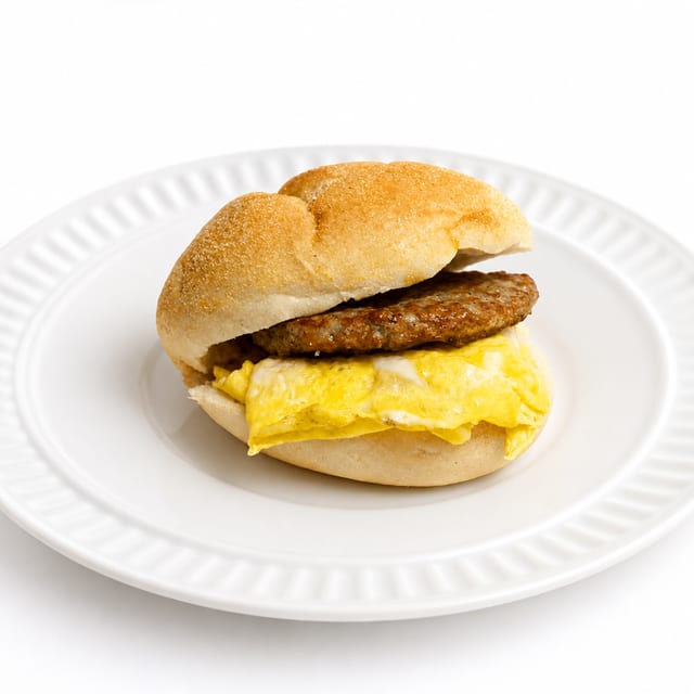 Egg & Meat Breakfast Sandwich.