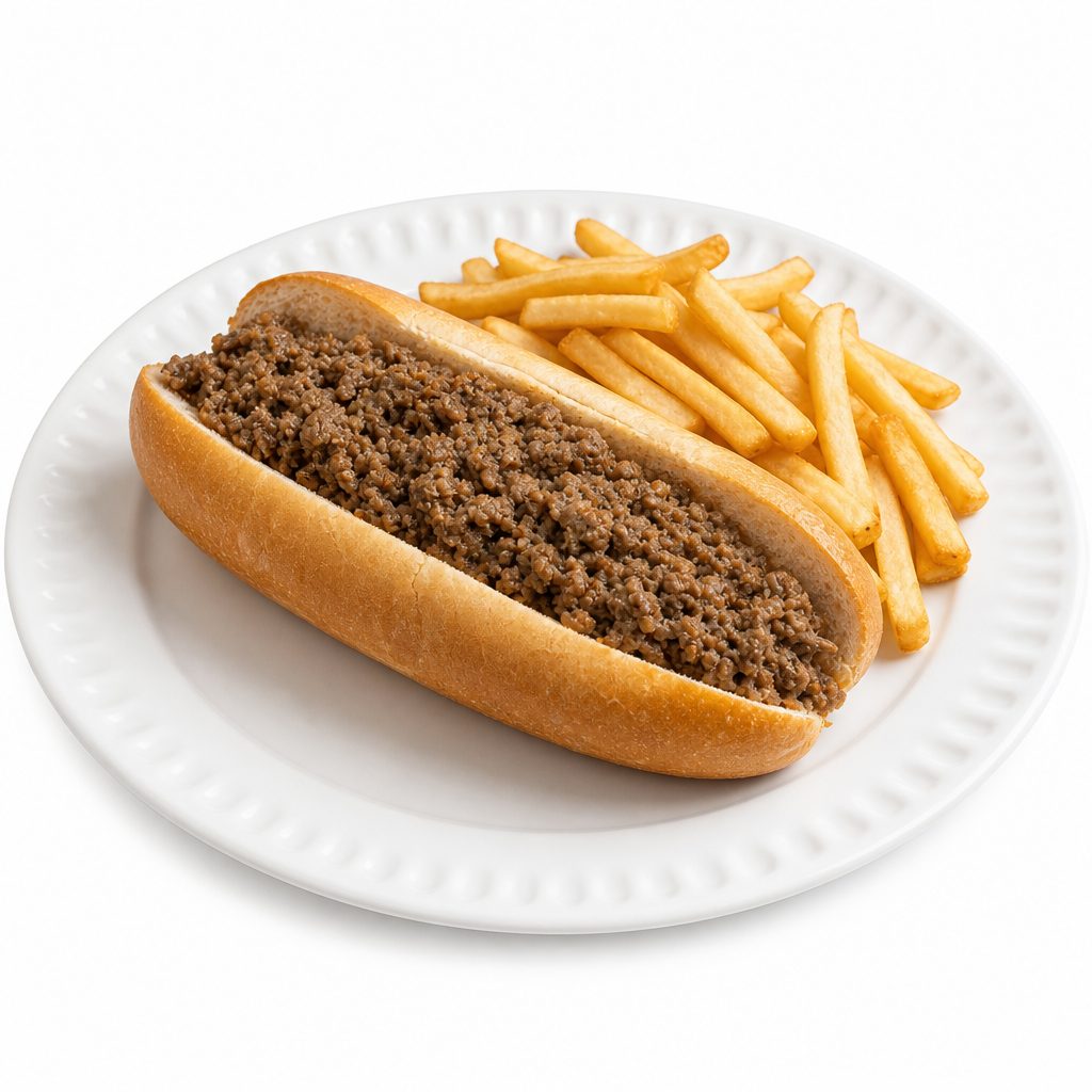 Cheese Steak with Fries.