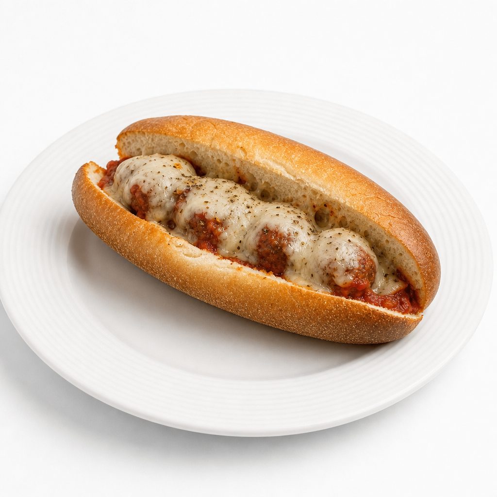 Meatball Parmesan Sandwich.