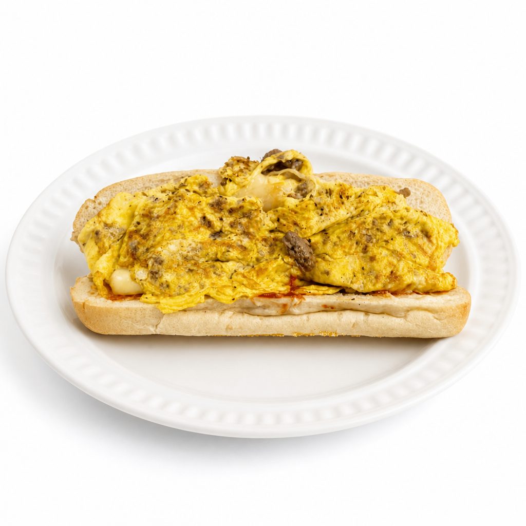 Steak, Egg & Cheese Sandwich.