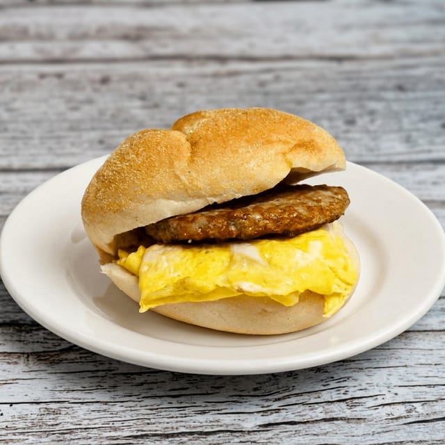 Egg & Meat Breakfast Sandwich.